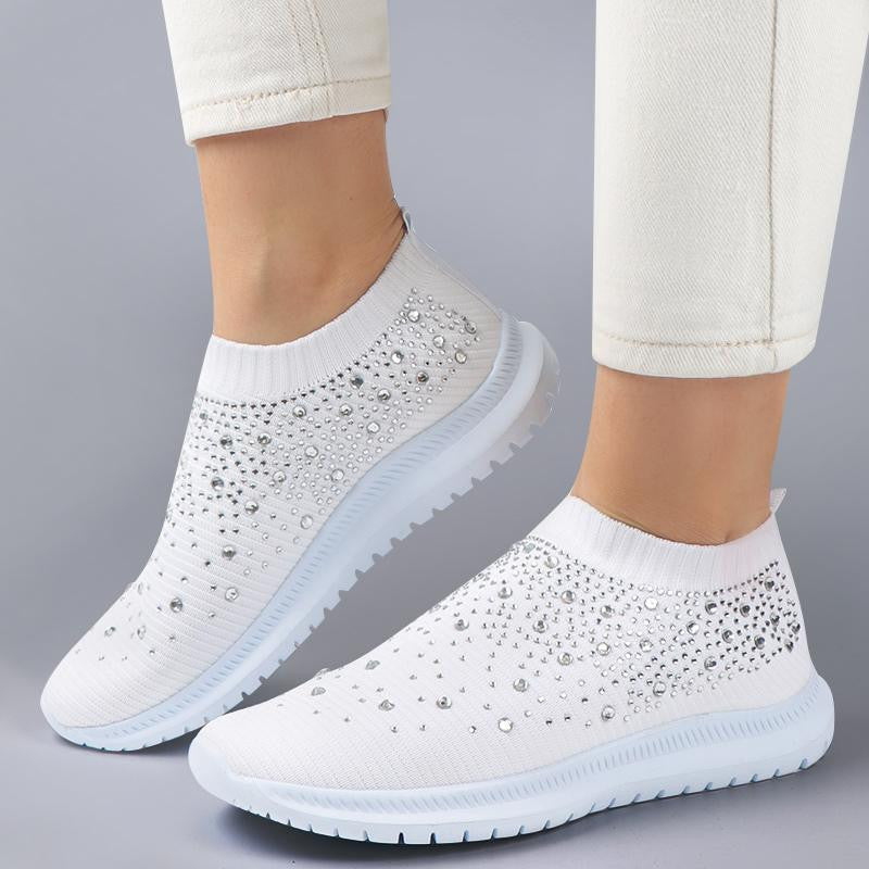 Women's Crystal Breathable Orthopedic Slip-On Walking Shoes