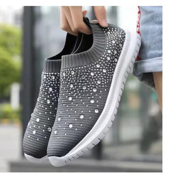 Women's Crystal Breathable Orthopedic Slip-On Walking Shoes