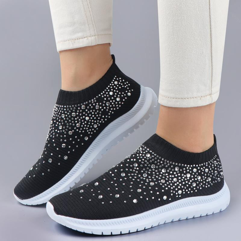 Women's Crystal Breathable Orthopedic Slip-On Walking Shoes