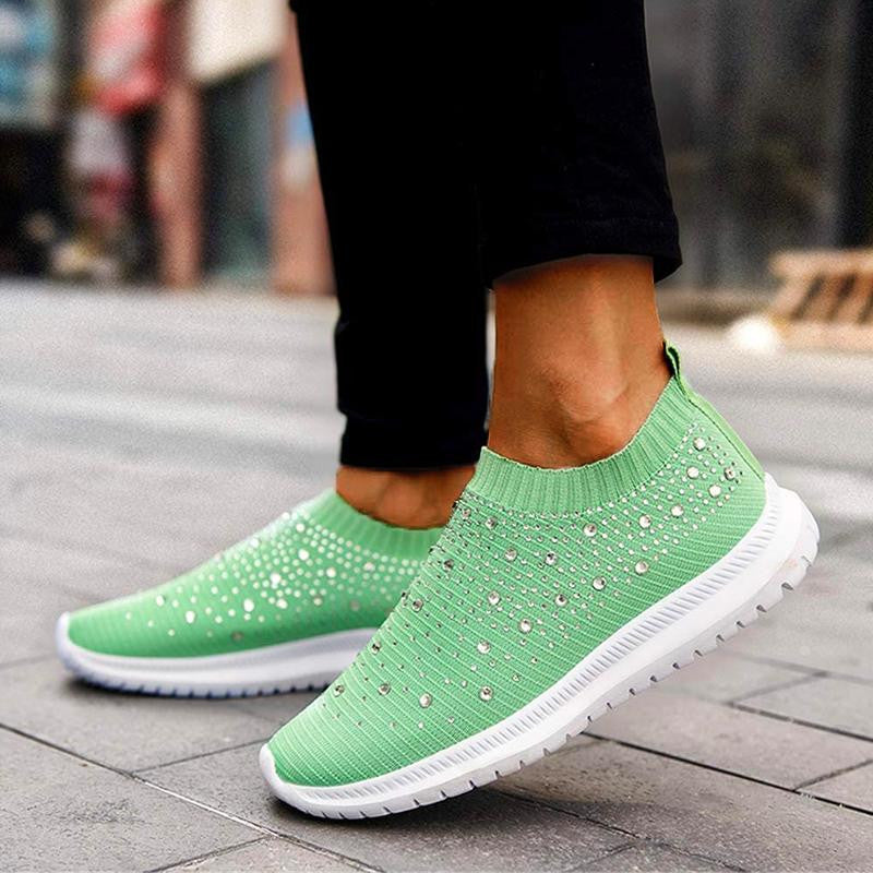 Women's Crystal Breathable Orthopedic Slip-On Walking Shoes