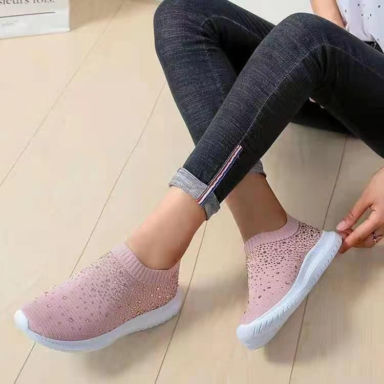 Women's Crystal Breathable Orthopedic Slip-On Walking Shoes