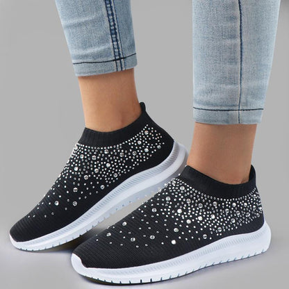 Women's Crystal Breathable Orthopedic Slip-On Walking Shoes