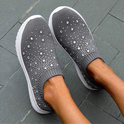 Women's Crystal Breathable Orthopedic Slip-On Walking Shoes