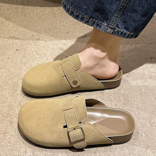 Slippers Women Autumn Vintage Close Toe Mules Shoes Woman Soft Sole Cork Slides Outdoor Slippers