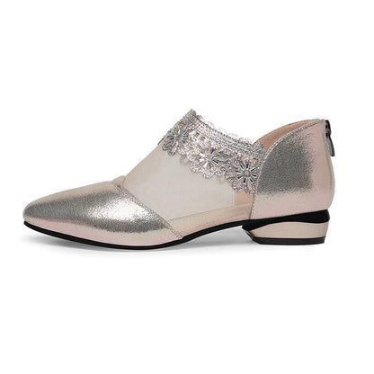 Net yarn soft sole low-heeled women's shoes