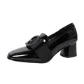 fashion soft leather loafers patent leather thick heel women's shoes